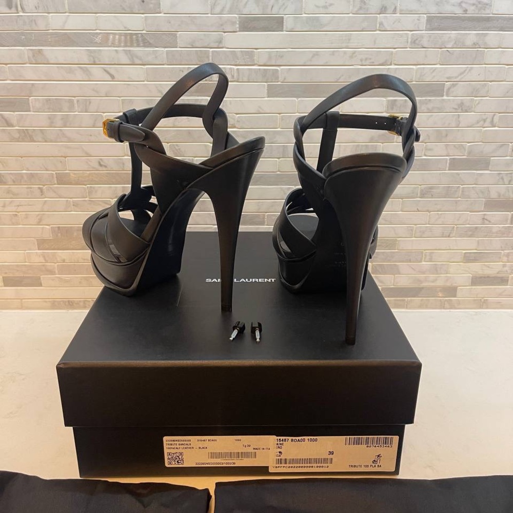 Saint Laurent Tribute Leather 105mm Platform Sandals size 39 - Picture 4 of 9